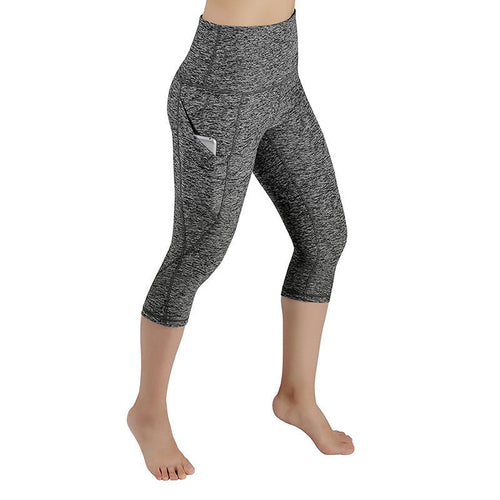 Damen Sportliche Capri-Leggings mit Seitentaschen und hohem Bund