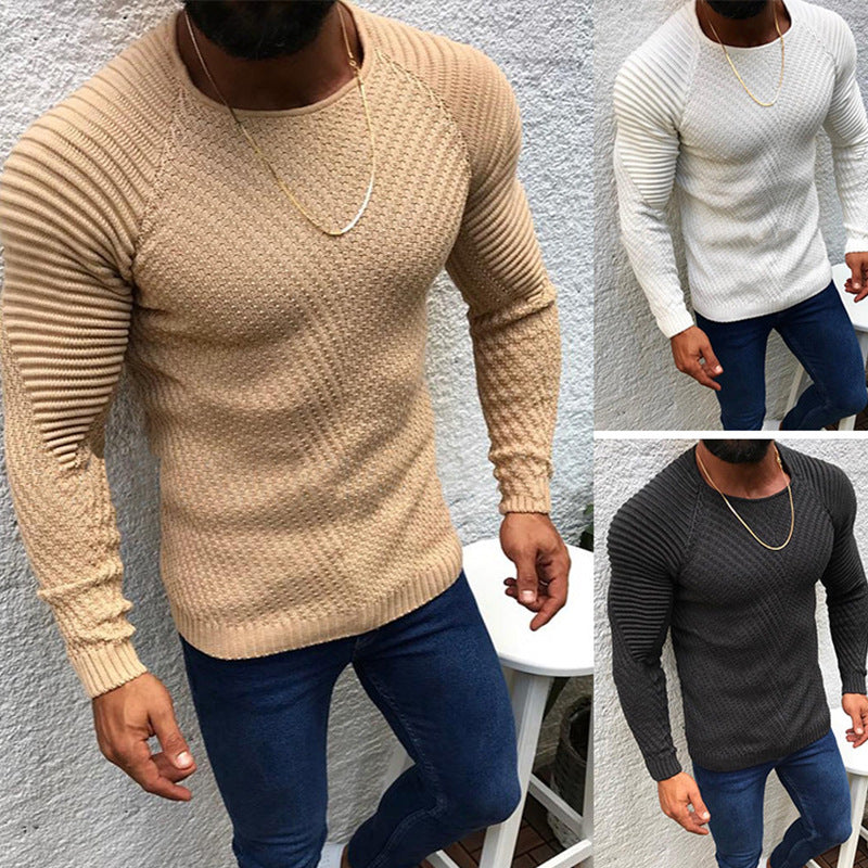Herren strukturierter Slim-Fit Raglanpullover aus feinem Rippen- und Waffelstrick Shop Nory