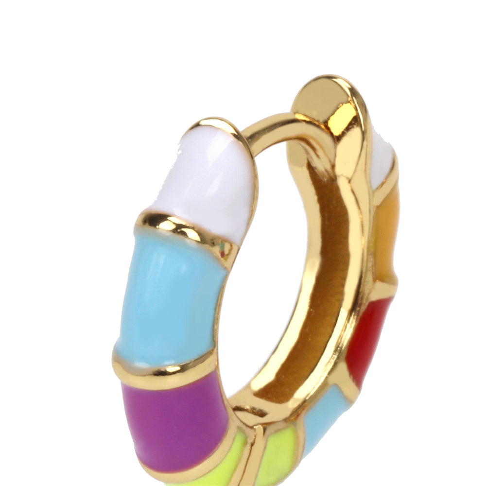 Einzigartige geometrische vergoldete bunte Emaille Halbmondohrringe | Shop Nory