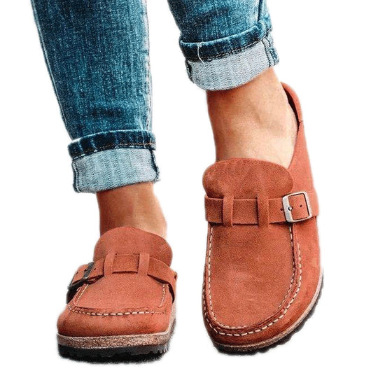 Damen Mokassin-Loafer aus Veloursleder mit Kork-Laufsohle und Zierschnalle Shop Nory