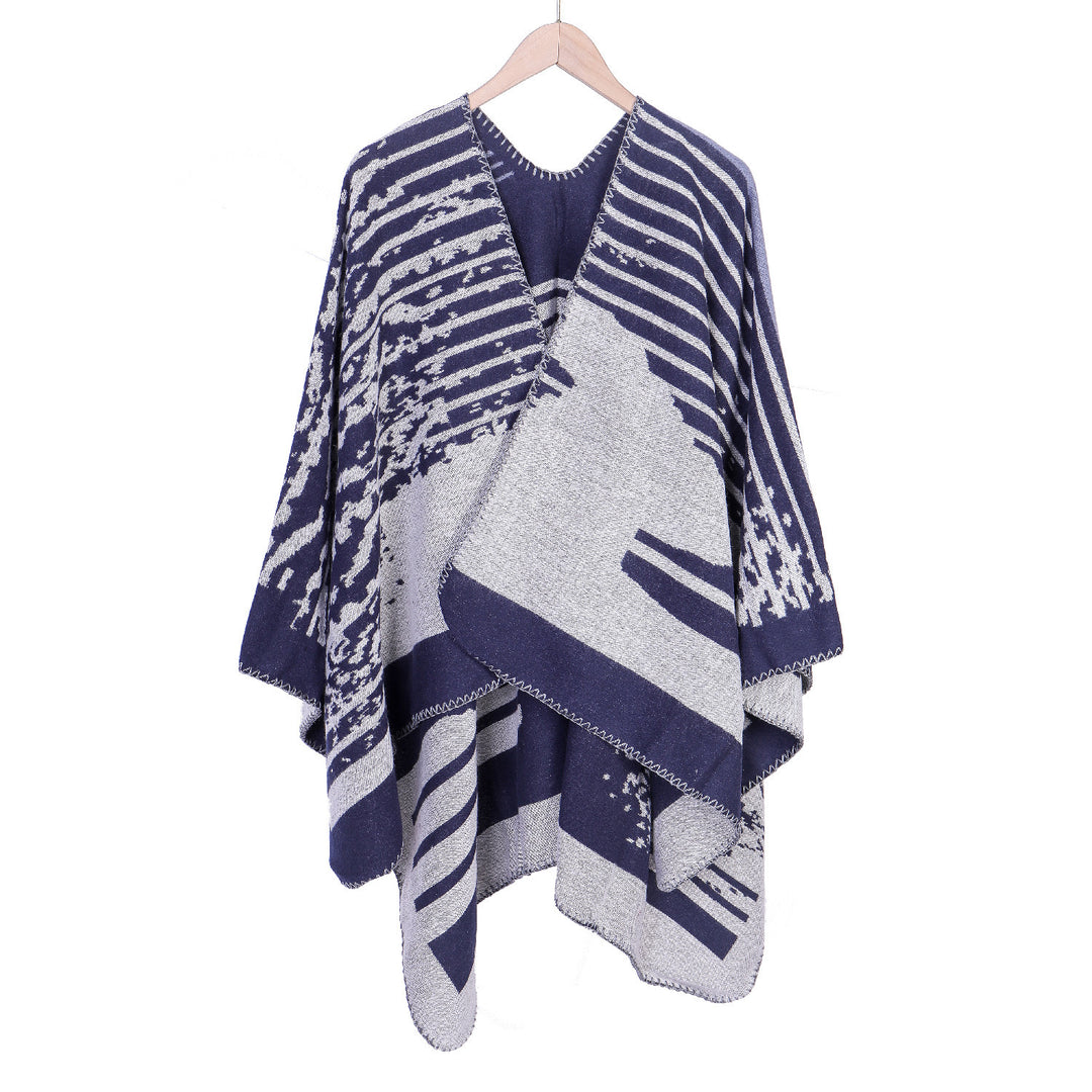 Damen Jacquard-Ruana im Oversize-Kimono-Fall aus Feinstrick Shop Nory
