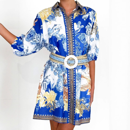Damen Elegantes Maxikleid mit floralem Design und geschlitztem Saum