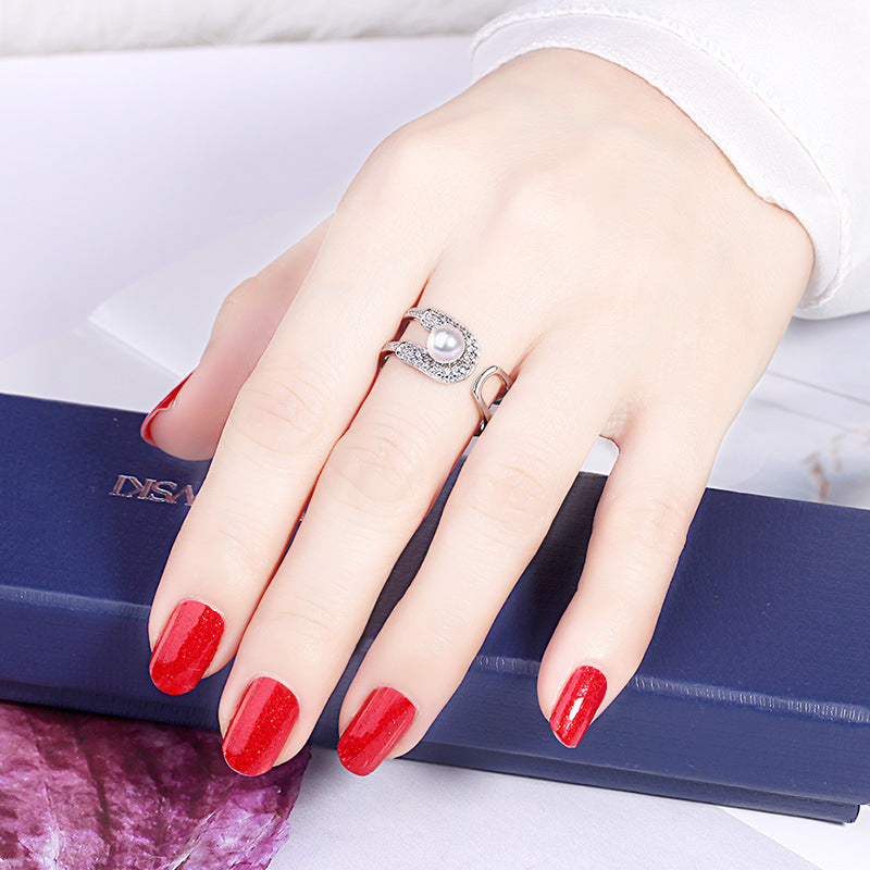 Damen Perlring mit funkelnden Zirkonia und elegantem Design Shop Nory