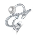 Damenring mit elegantem Perl-Design und funkelnden Zirkonia-Elementen Shop Nory