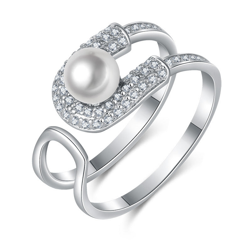 Damen Perlring mit funkelnden Zirkonia und elegantem Design Shop Nory