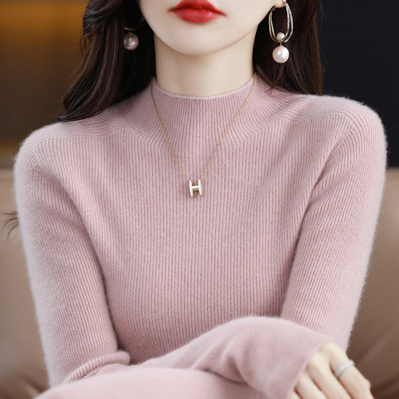 Damen-Strickpullover mit Stehkragen, nahtlos