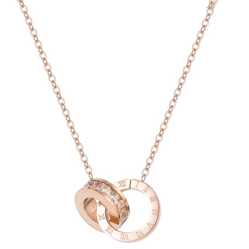 Damen elegante Halskette mit doppeltem Anhänger im modernen Design Shop Nory