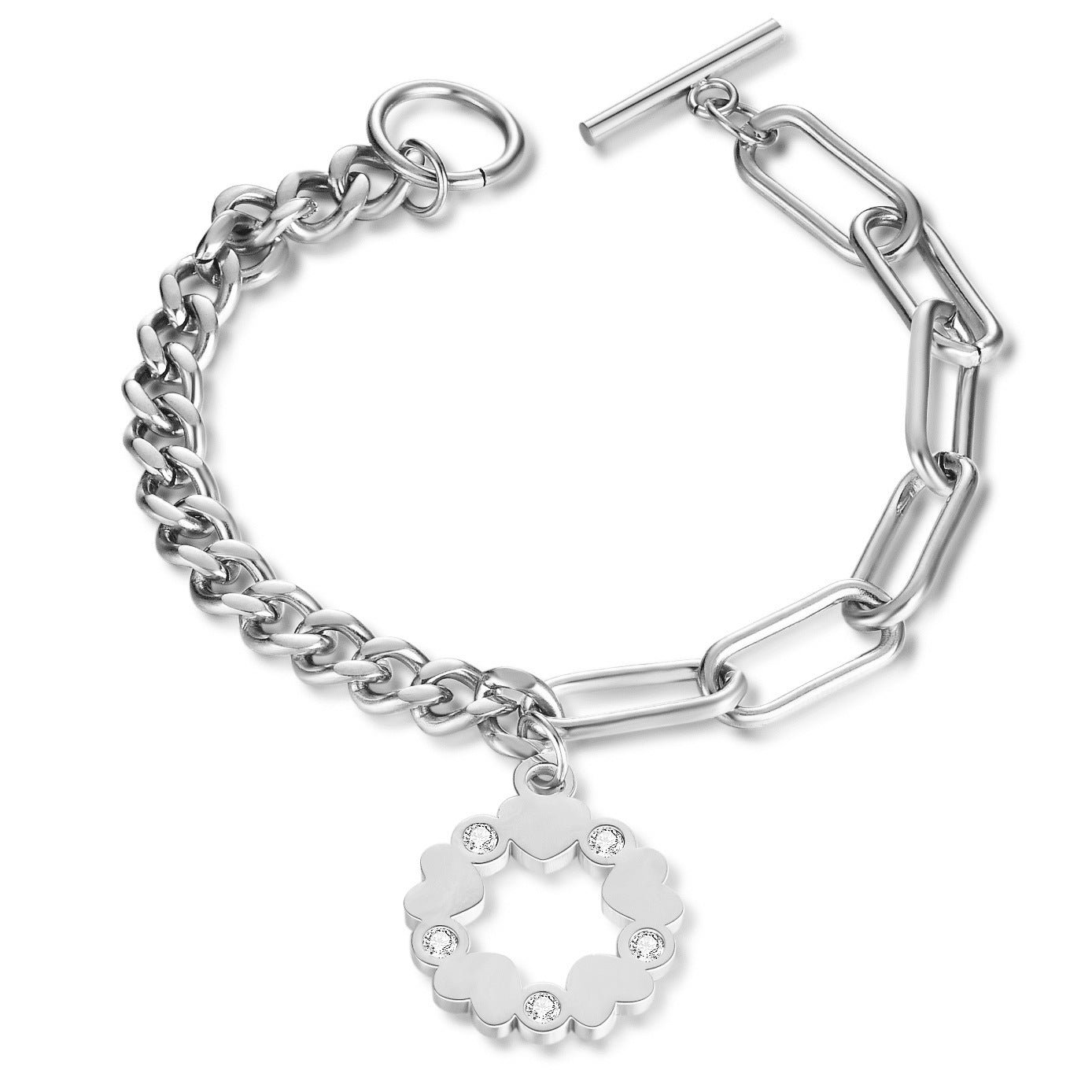 Damen Armband mit elegantem Herzanhänger und funkelnden Zirkonia Shop Nory
