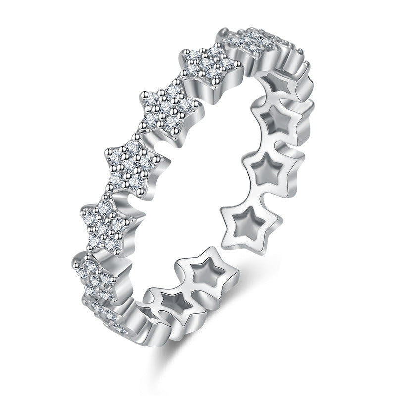 Damen zierlicher Ring mit funkelndem Sternen-Design und hochwertigem Zirkonia-Besatz Shop Nory