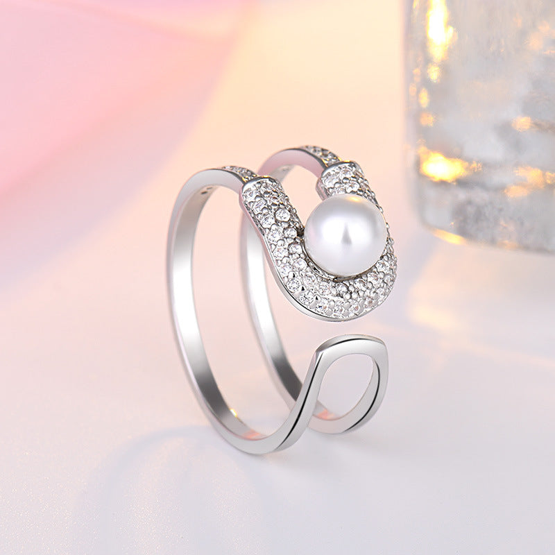 Damen Perlring mit funkelnden Zirkonia und elegantem Design Shop Nory