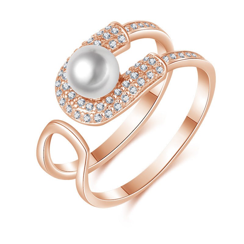 Damen Perlring mit funkelnden Zirkonia und elegantem Design Shop Nory
