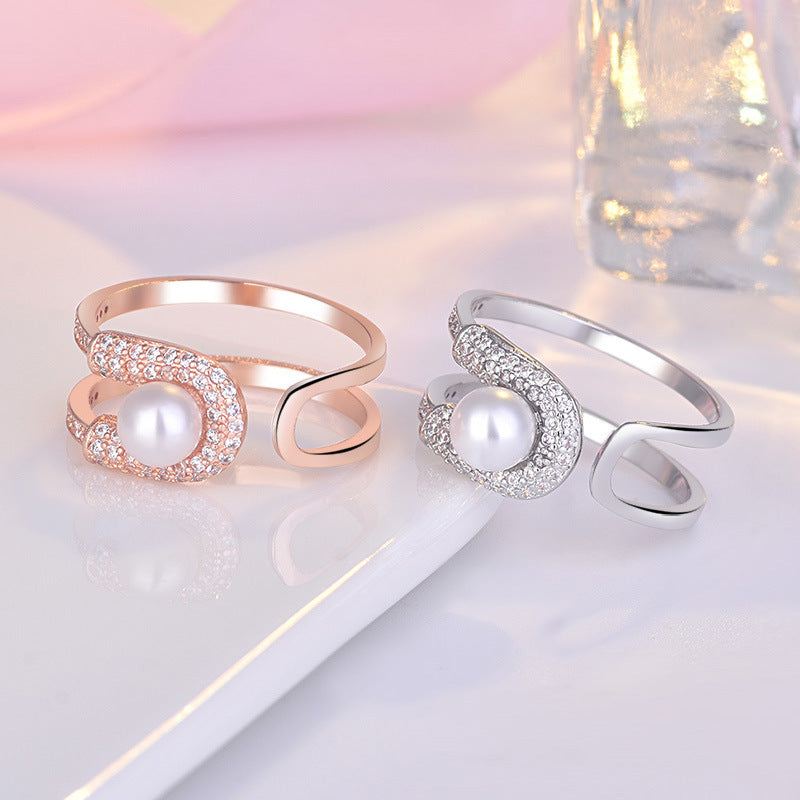 Damen Perlring mit funkelnden Zirkonia und elegantem Design Shop Nory