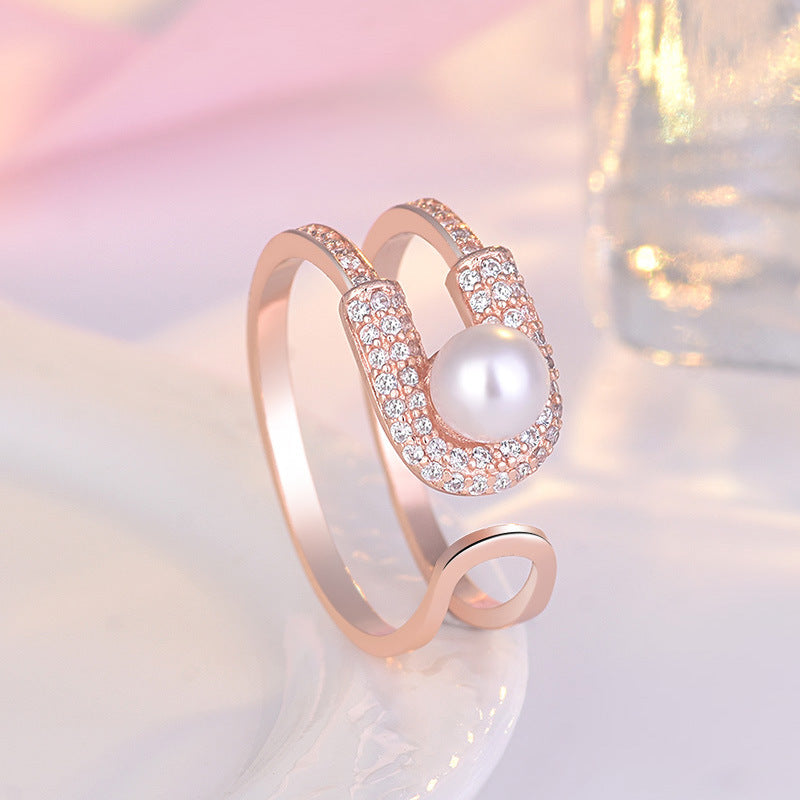 Damen Perlring mit funkelnden Zirkonia und elegantem Design Shop Nory