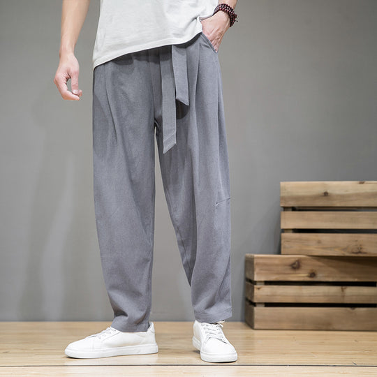 Herren lockere Leinenhose mit Kordelbund und tapered Bein Shop Nory