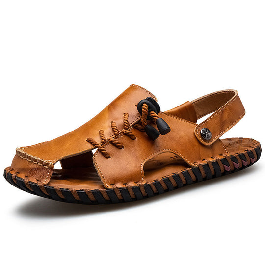 Herren Luftige Leder Sandalen mit praktischer Schnürung