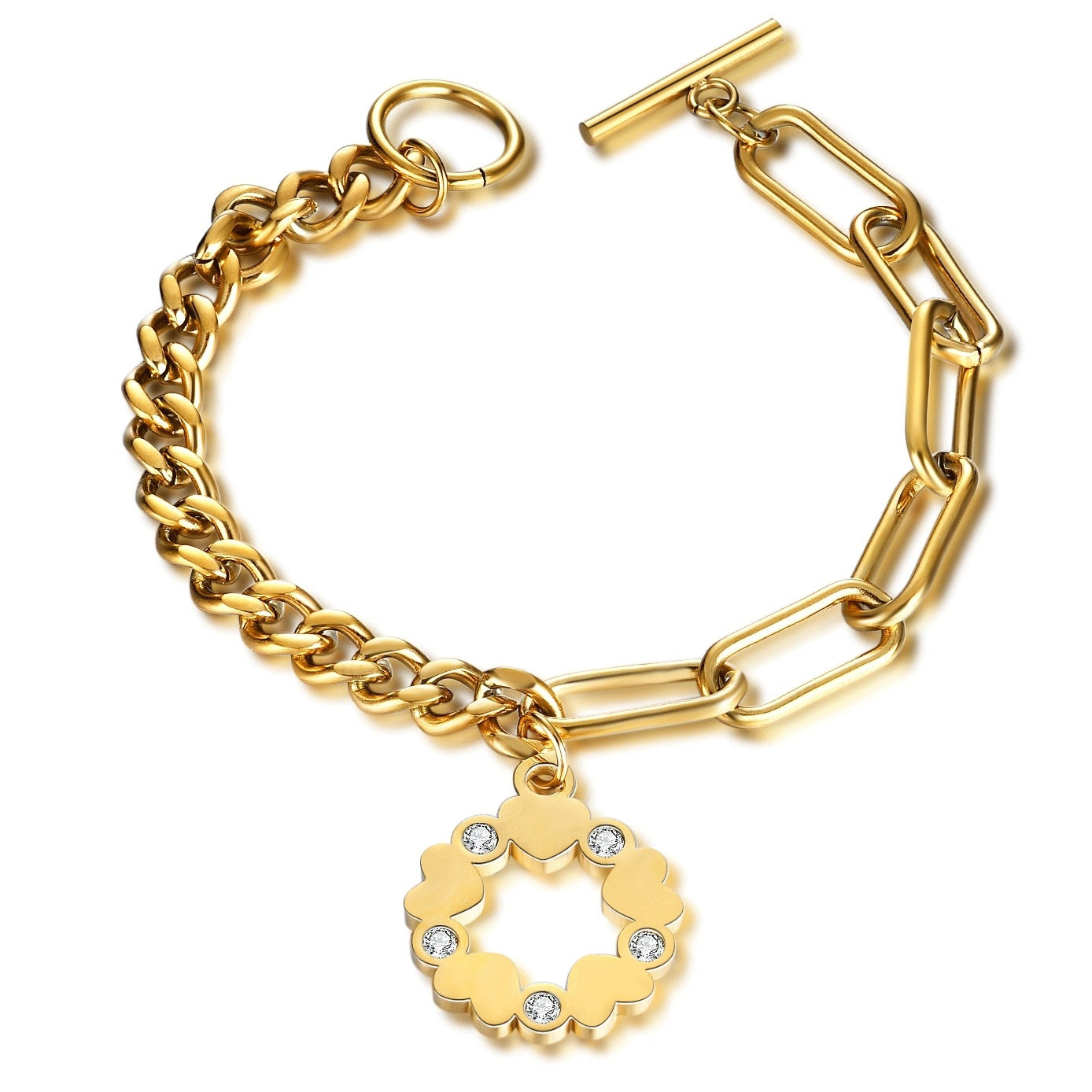 Damen Armband mit elegantem Herzanhänger und funkelnden Zirkonia Shop Nory