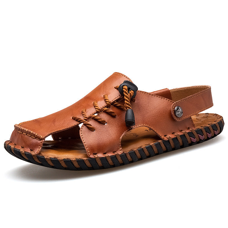 Herren Luftige Leder Sandalen mit praktischer Schnürung