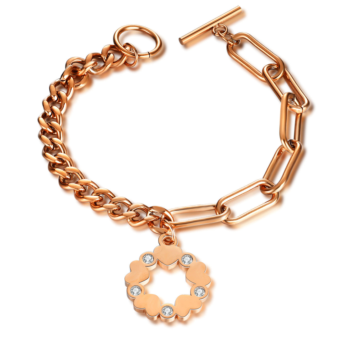 Damen Armband mit elegantem Herzanhänger und funkelnden Zirkonia Shop Nory