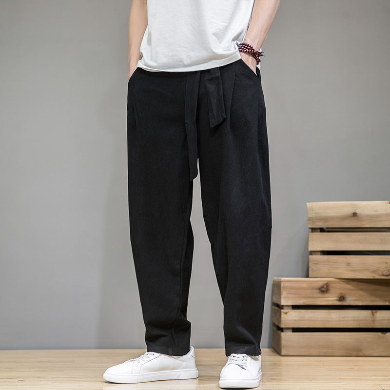Herren lockere Leinenhose mit Kordelbund und tapered Bein Shop Nory