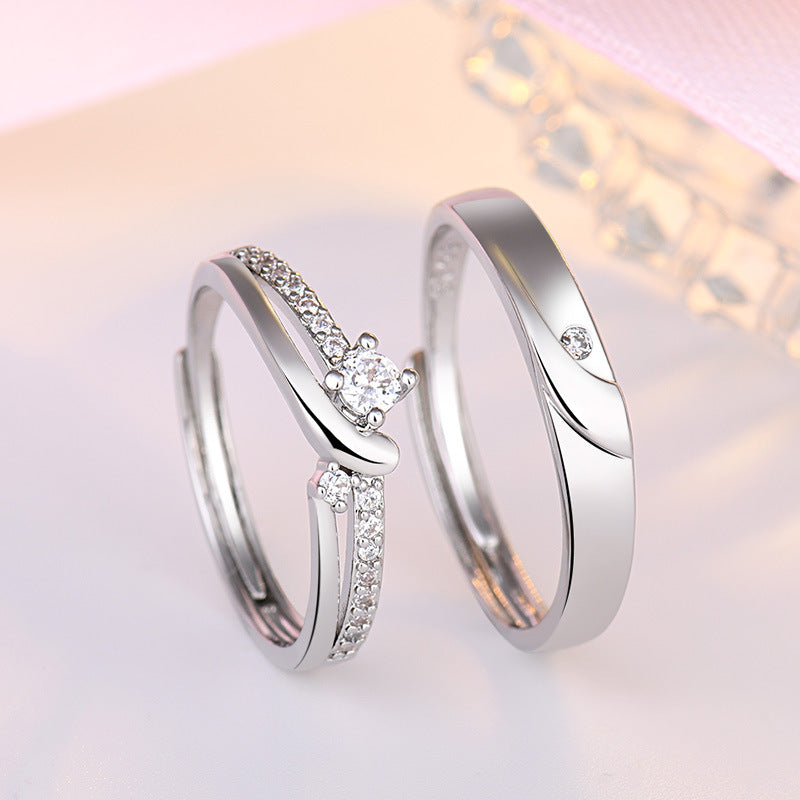 Damen Eleganter Ring mit geschwungenem Design und funkelndem Zirkonia-Besatz Shop Nory