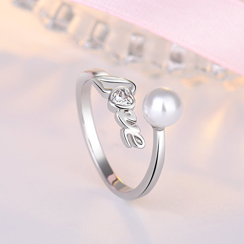 Damen Verführerischer Ring mit elegantem Hauptstein und Perlenaquarien Shop Nory