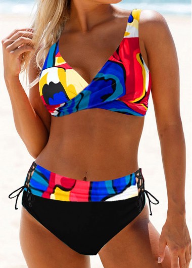 Damen Sportliches Bikini-Set mit verstellbaren Trägern und modischem Farbdesign