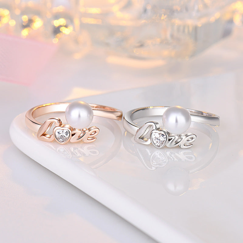 Damen Verführerischer Ring mit elegantem Hauptstein und Perlenaquarien Shop Nory