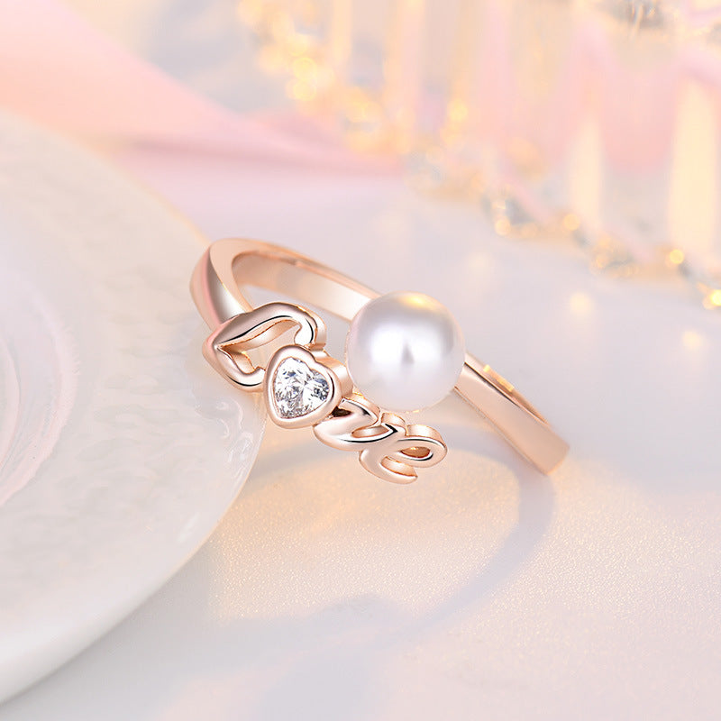 Damen Verführerischer Ring mit elegantem Hauptstein und Perlenaquarien Shop Nory