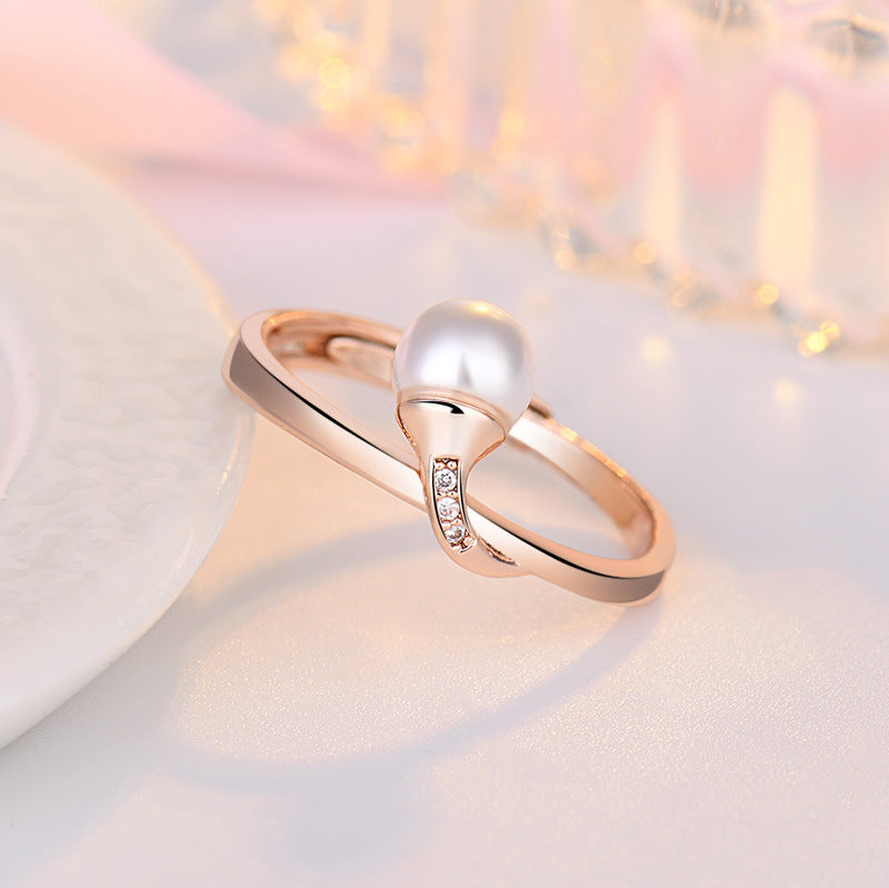 Damenring mit elegantem Perlenakzent und funkelndem Zirkonia-Besatz Shop Nory