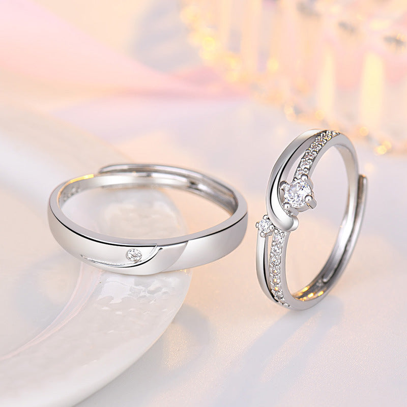 Damen Eleganter Ring mit geschwungenem Design und funkelndem Zirkonia-Besatz Shop Nory