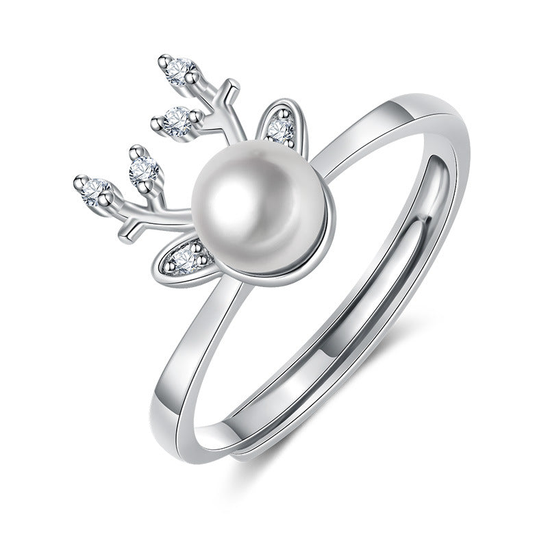 Damenring mit Perl- und Zirkonia-Design Shop Nory
