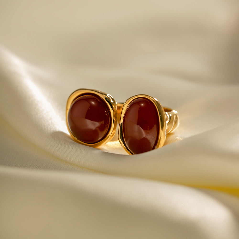 Ring mit Naturstein in Edelstahl - 18k vergoldet | Shop Nory