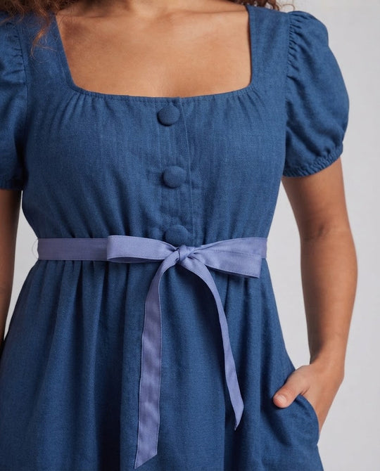 Frauen Elegantes Maxikleid mit Puffärmeln und Taillengürtel Shop Nory