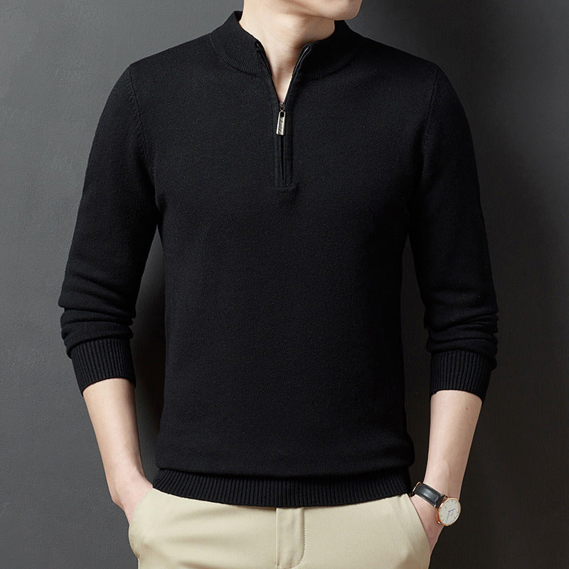 Herren-Strickpullover mit Stehkragen, 350g