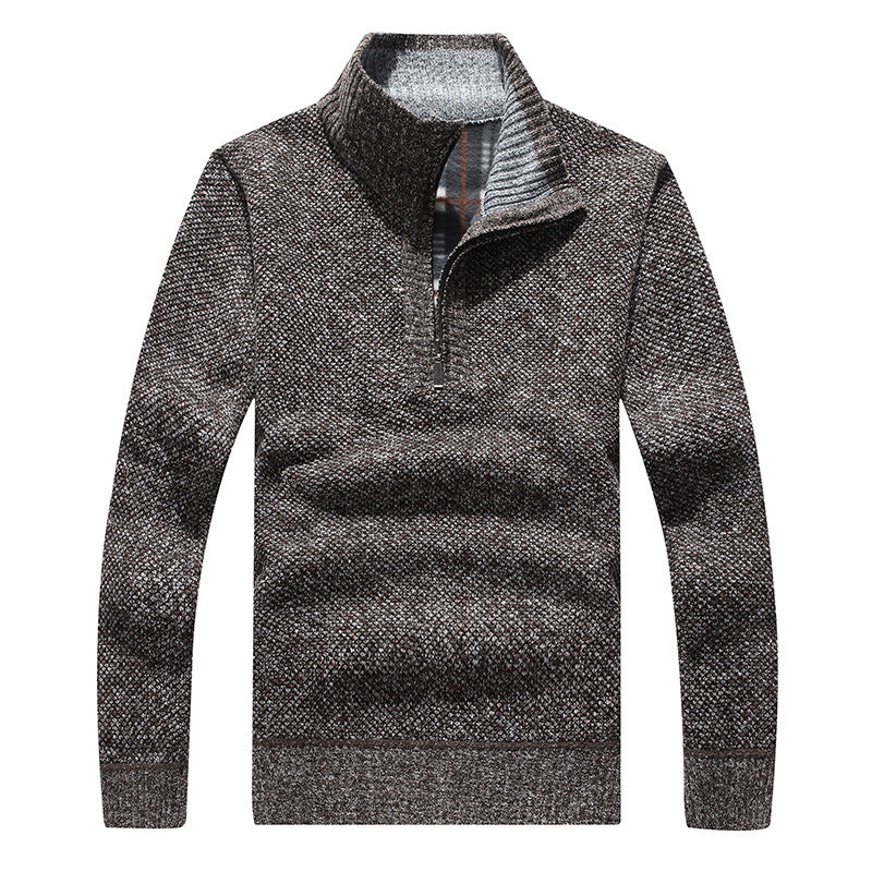 Dicker Herren-Strickpullover mit Reißverschluss und Futter