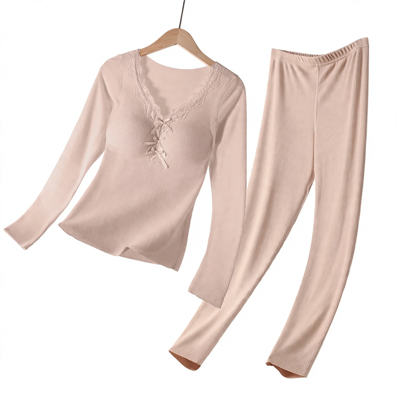 Damen Thermoset, V-Ausschnitt, wärmend
