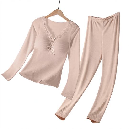 Damen Thermoset, V-Ausschnitt, wärmend