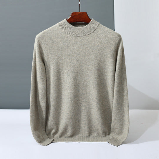 Herren-Kaschmirpullover, Stehkragen, einfarbig