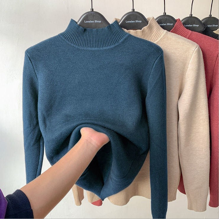 Damen-Rollkragenpullover mit Innenfleece