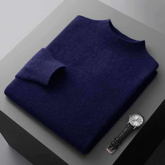 Herren-Wollpullover, Stehkragen, dünn
