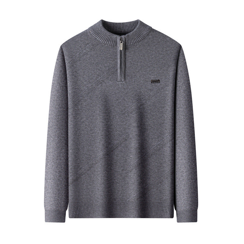 Herren-Strickpullover mit Stehkragen und Reißverschluss