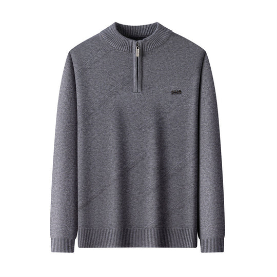 Herren-Strickpullover mit Stehkragen und Reißverschluss
