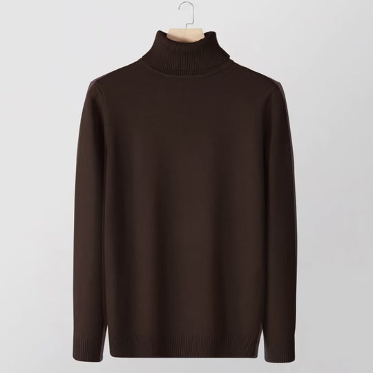 Herren-Strickpullover mit hohem Kragen, körpernah