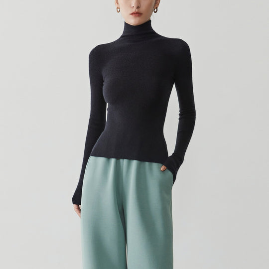 Damen-Kaschmirpullover mit Stehkragen, nahtlos