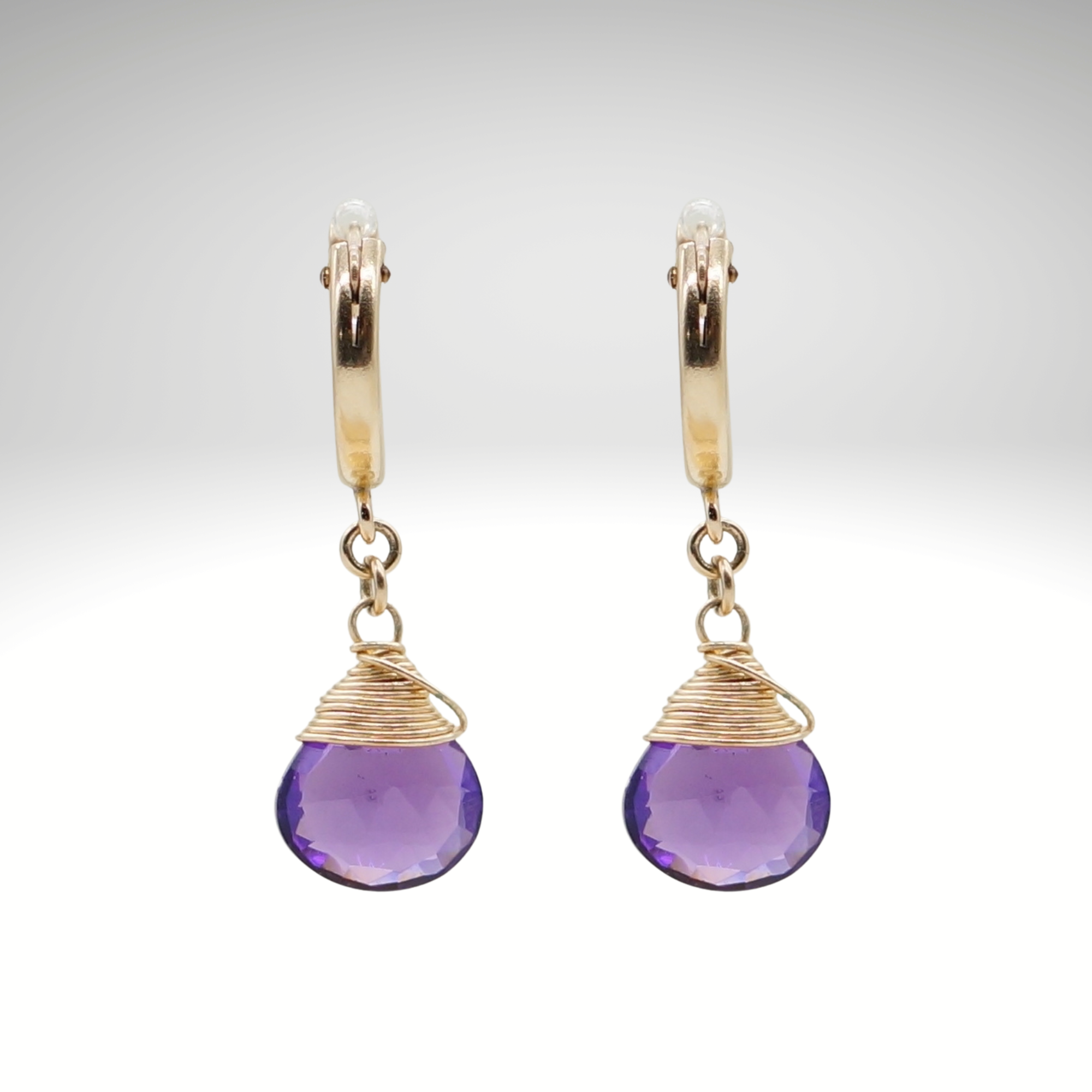 Amethyst-Geburtsstein/Zodiac-Huggie-Ohrringe | Shop Nory