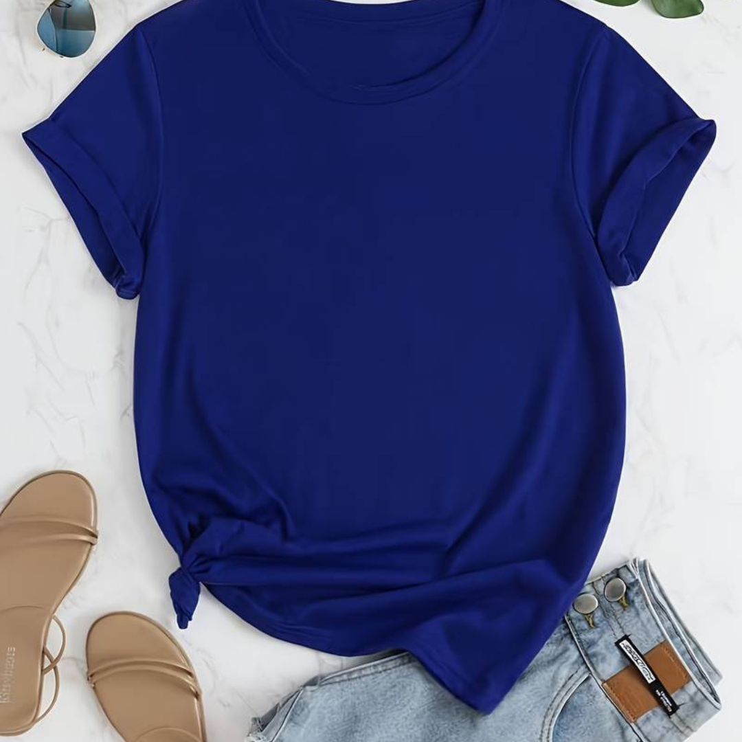 Damen Bequem T-Shirt Rundhals