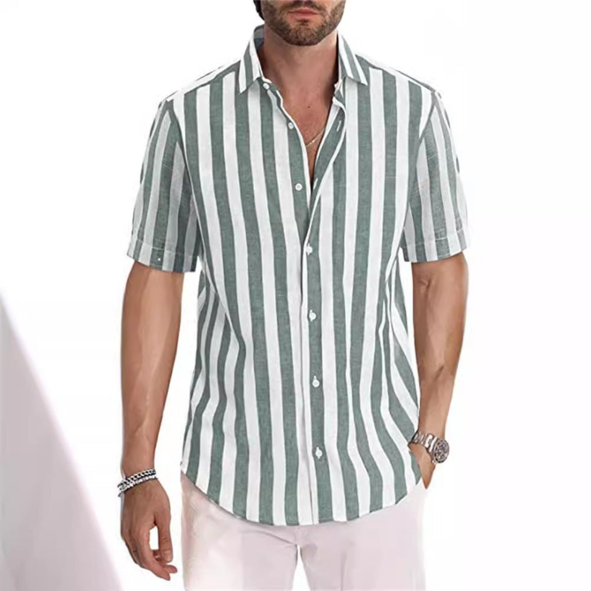 Herren Hemd mit gestreiftem Revers