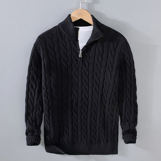 Herren-Strickpullover mit Reißverschluss und Stehkragen
