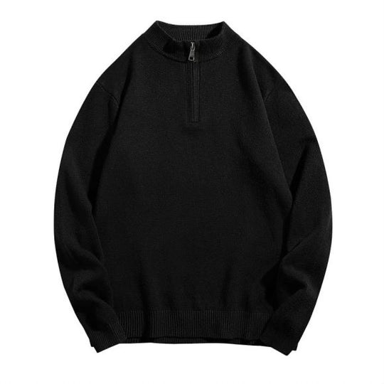 Herren-Strickpullover mit halbem Reißverschluss