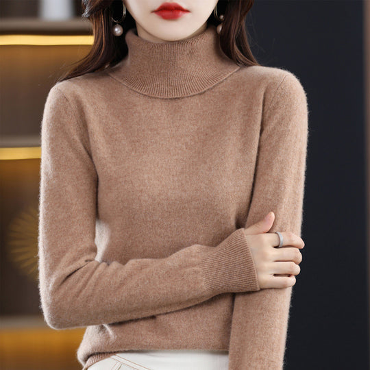 Eleganter Damen-Rollkragenpullover, Strick, locker geschnitten